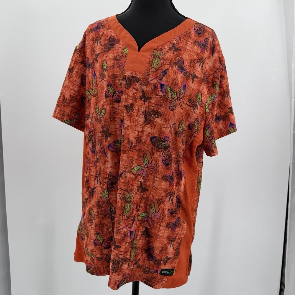 Koi Planet Scrub Top Women xL Aurora Desert Butterfly Stretch Nursing Medical